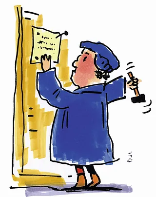 Luther beim Anbringen seiner Thesen