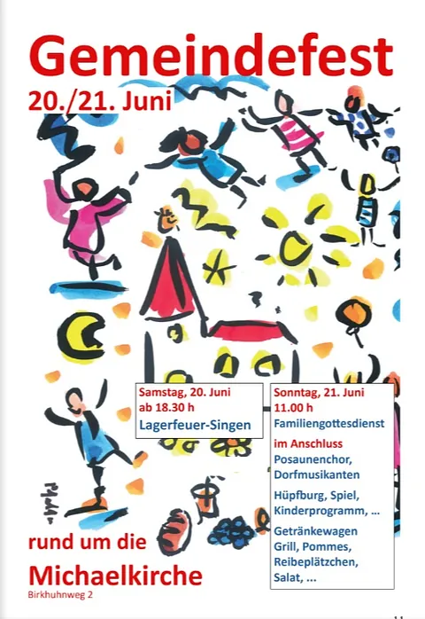 eine Zeichnung mit dem Programm des Gemeindefestes